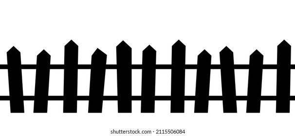 Flat Cartoon rural wooden fence on white background. vector illustration. Wood farm fence outdoor.