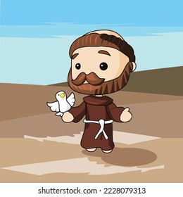 flat cartoon saint francis illustration