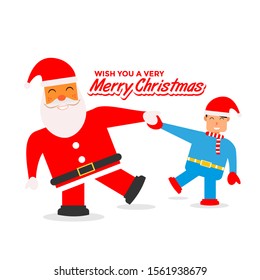 Flat Cartoon Santa Clause vector Illustration for Merry Christmas