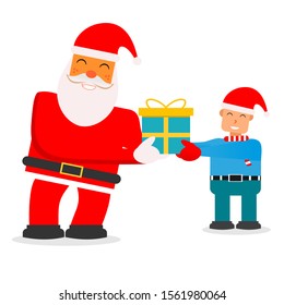 Flat Cartoon Santa Clause vector Illustration for Merry Christmas