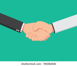 Flat Cartoon Shaking Hands with business partner.