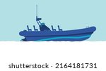 flat cartoon side view of Rigid inflatable boat ship