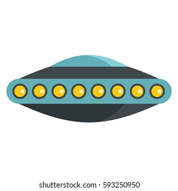 Flat cartoon spaceship ufo object isolated on white background. Vector illustration. Element of banners, infographics, and labels.