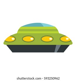 Flat cartoon spaceship ufo object isolated on white background. Vector illustration. Element of banners, infographics, and labels.