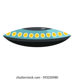 Flat cartoon spaceship ufo object isolated on white background. Vector illustration. Element of banners, infographics, and labels.