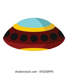 Flat cartoon spaceship ufo object isolated on white background. Vector illustration. Element of banners, infographics, and labels.