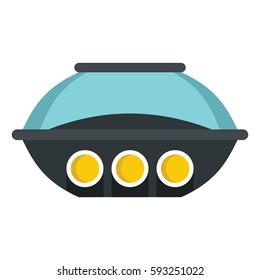 Flat cartoon spaceship ufo object isolated on white background. Vector illustration. Element of banners, infographics, and labels.