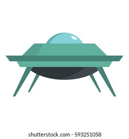 Flat cartoon spaceship ufo object isolated on white background. Vector illustration. Element of banners, infographics, and labels.