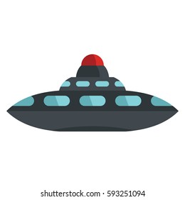 Flat cartoon spaceship ufo object isolated on white background. Vector illustration. Element of banners, infographics, and labels.