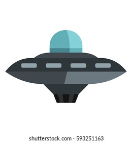 Flat cartoon spaceship ufo object isolated on white background. Vector illustration. Element of banners, infographics, and labels.