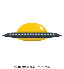 Flat cartoon spaceship ufo object isolated on white background. Vector illustration. Element of banners, infographics, and labels.