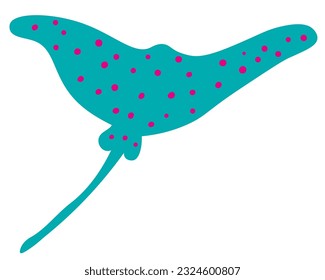 flat cartoon stingray in vector.sea animal for prints and design.characters for kids in flat style.minimal icons for web site stickers app.