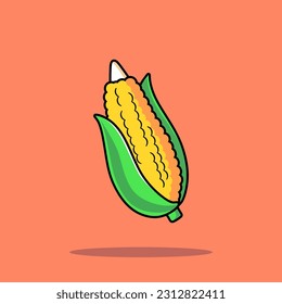 Flat Cartoon Style Corn Vegetable Vector Icon Illustration. Food Nature Icon Concept Isolated Premium Vector