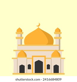 Flat and Cartoon Style Icon Illustrations of Muslim Mosque vector 