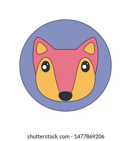 Flat and cartoon style illustration with fox