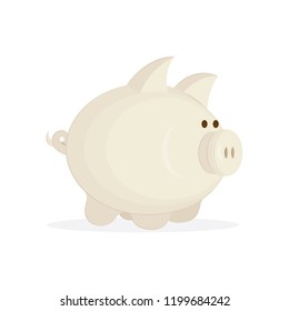 Flat cartoon style piggy vector illustration isolated on white.
Pig. 2019 year symbol. 