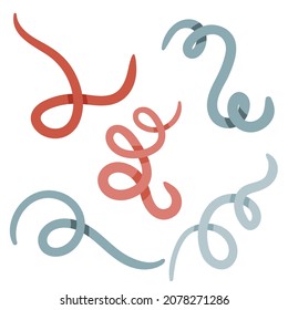 Flat cartoon style red and blue weavy confetti to decorate everything you want