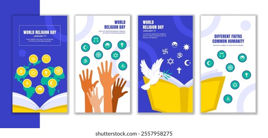 Flat Cartoon Style Social Media Stories for World Religion Day