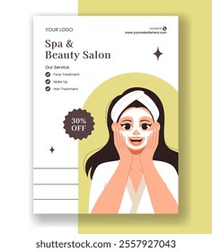 Flat Cartoon Style Spa Wellness Illustration for Vertical Poster