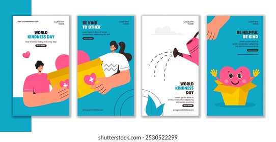 Flat Cartoon Style Template for World Kindness Day Social Media Stories