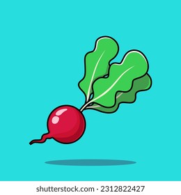 Flat Cartoon Style Turnip Vegetable Vector Icon Illustration. Food Nature Icon Concept Isolated Premium Vector