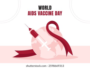 Flat Cartoon Style World AIDS Vaccine Day Social Media Background
