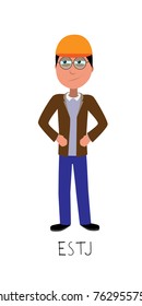 flat cartoon supervisor vector represents ESTJ personality from MBTI typology isolated on white backgorund