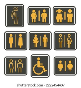 flat cartoon toilet sign set