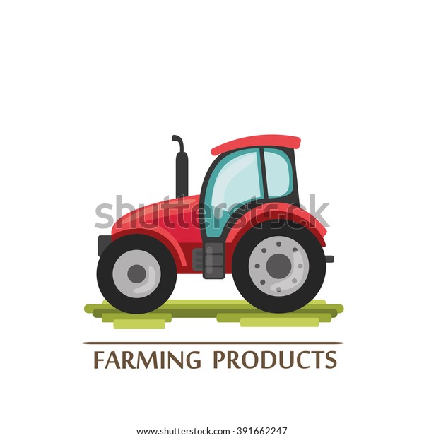 flat cartoon\
tractor. farmer production\
machine