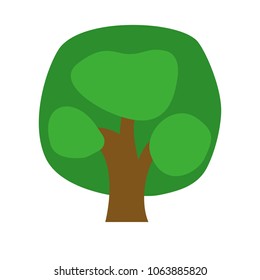 Flat cartoon tree vector icon on white background