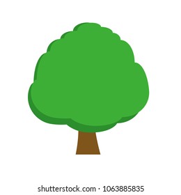 Flat cartoon tree vector icon on white background