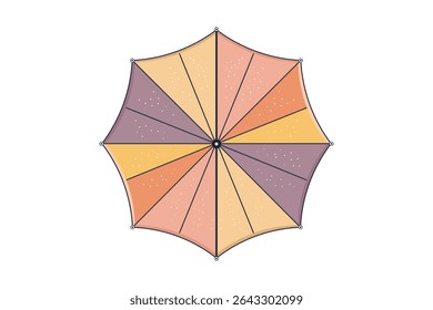 Flat cartoon umbrella design in pastel vector style, perfect for educational illustrations, baby backgrounds, and fabric printing
