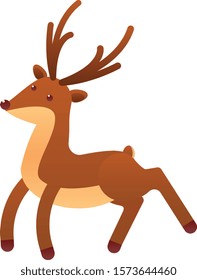 Flat cartoon vector brown deer 