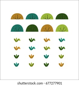 flat cartoon vector bushes collection set