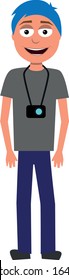 caricatura plana, personaje vectorial del fotógrafo aislado de fondo blanco