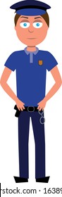 flat cartoon vector character of policeman isolated on white background