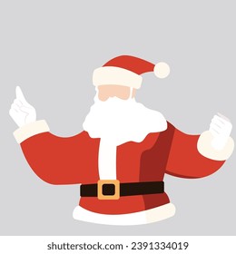 flat cartoon vector, colorful and festive illustration, cartoon santa claus giving a thumbs up 