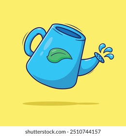 Flat cartoon vector of cute watering can illustration suitable for icon symbol mascot and others uses