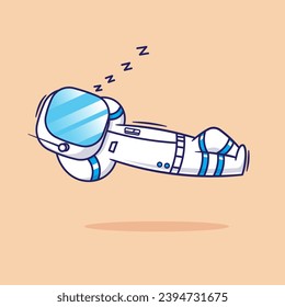 Flat cartoon vector of floating astronaut who has sleeping. science technology element set