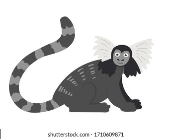 Flat cartoon vector icon of marmoset. Vector illustration isolated on white background for web and design