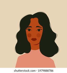 Ilustración vectorial de dibujos animados planos. Hermosa chica en la escena de la vida diaria. Mujer joven.