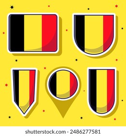 Flache Cartoon-Vektorillustration der belgischen Nationalflagge mit vielen Formens im Inneren