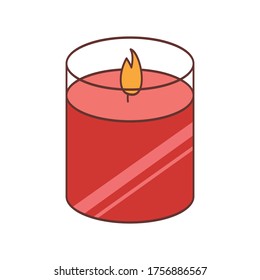 Flat cartoon vector illustration with candle, flat style, isolated on white. Positive, love, beauty and wellness concept.