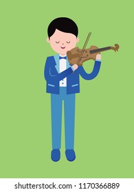 Flat cartoon vector illustration of a classic musician or a violinist