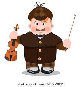 Flat cartoon vector illustration of a classic musician or a violinist. Man violinist isolated on white background.