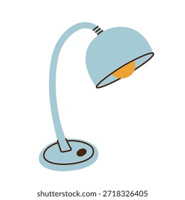 Flache Cartoon-Vektorgrafik der gemütlichen Tischlampe, warmes, weiches Licht, einfacher Minimalstil, ruhige Wohnatmosphäre, niedliches Interieurobjekt zum Lesen von Ecken, Arbeitsplatzdekoration und Lifestyle-Design-Projekt