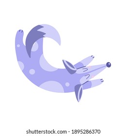 Flat cartoon vector illustration with cute fox, hand drawn style. Isolated on white. Delicate, dreamy mood, pastel colors.
