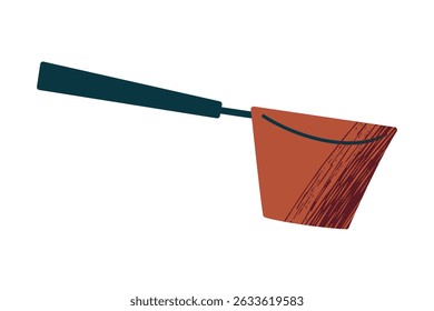 Flat cartoon vector illustration of deep coffee scoop, small ladle, precise measuring of ground coffee. Great for coffee recipes, brewing guides, packaging, and cafe branding, culinary icon