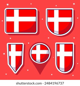 Ilustración vectorial plana de dibujos animados de Dinamarca con muchas Formas en el interior