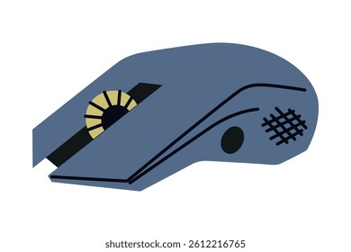 Flat cartoon vector illustration of gaming mouse. Modern computer accessory for gamers, tech lovers and esports design in minimalist doodle style, personal accessory for video games, colored clipart
